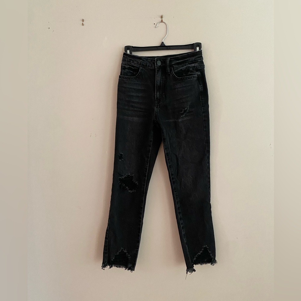 Black denim ripped jeans